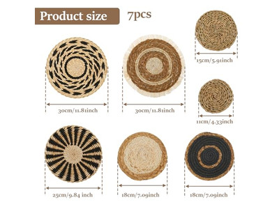 Набор плоских корзин для настенного декора, ручные декоративные элементы для комнаты