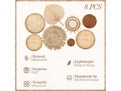 Настенный декор из корзин с голубым украшением из бамбука, африканское искусство